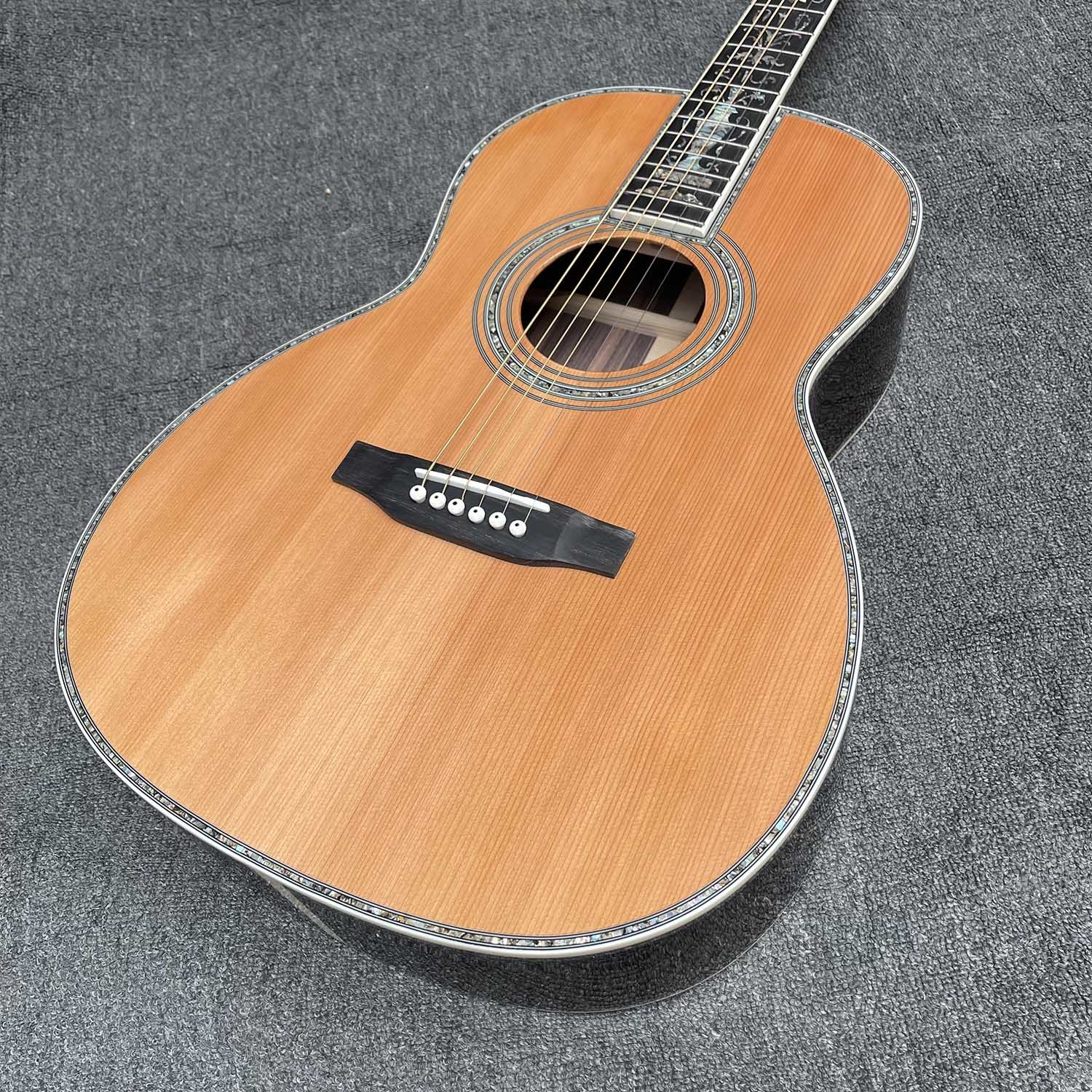 Custom 39 inch OOO body abalone binding slotted headstock cedar acoustic guitar