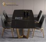 Black Marble Dining Table Set 75cm height