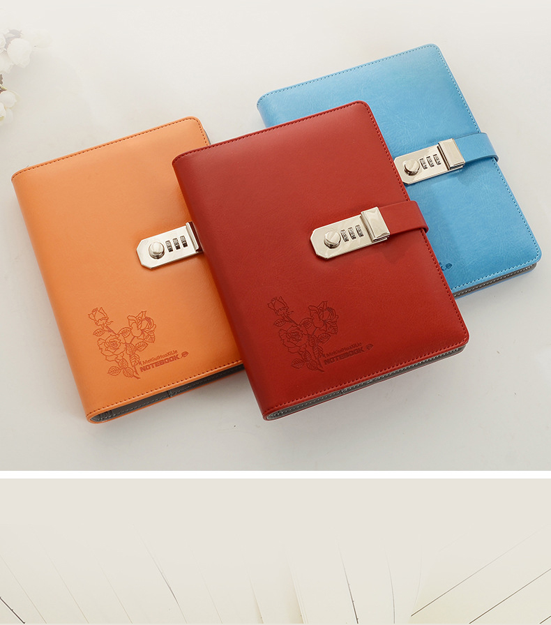Customized A5 Size Password Lock Leather Notebook in Multiple Colors for Gift Giving