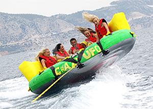 Quality Water Entertainment 4 Riders Towable Inflatables Boat , Crazy UFO Water Sport wholesale