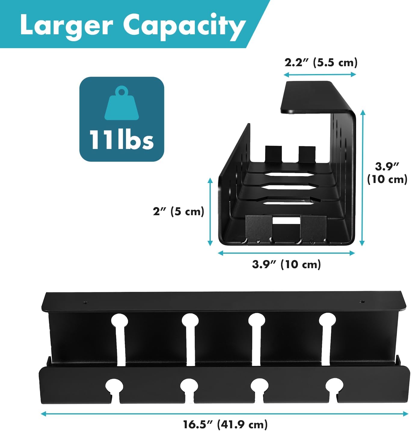 Super Heavy Duty Desk Cable Organizer 10*40*10cm ISO9001 Rohs CE No Drill Steel Cable Tray