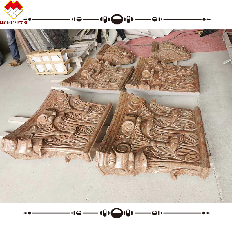 Hand Carved Beige Marble Column Capital for Garden Roman Pillars Square Column