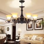 Mexican wrought iron chandelier with Glass Lampshade for home Lighting Fixtures