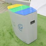 Brushed Three Compartment 60L Public Recycling Bin