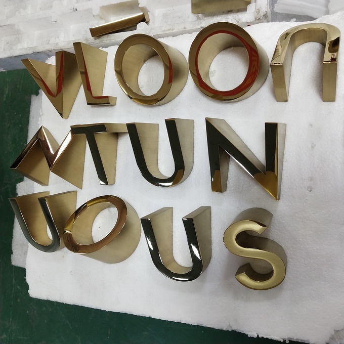 3D Galvanized Decorative Metal Letters 2mm -25mm Depth Mirror Polished / Brushed