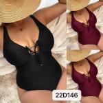 Sexy Womens Plus Size Swim Wear Solid Color Pearl Bathing Suits For Plus Size