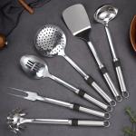 High grade Custom 6PCS set Kitchen tool with tray Stainless steel ladle turner