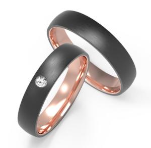 Quality Inner ring rose gold black titanium encrusted zircon couple ring wholesale
