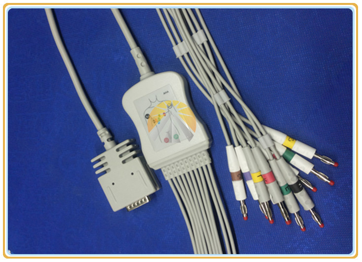 Burdick EK-10 One Piece ECG Electrode Cable Superior Flexibility / Durability