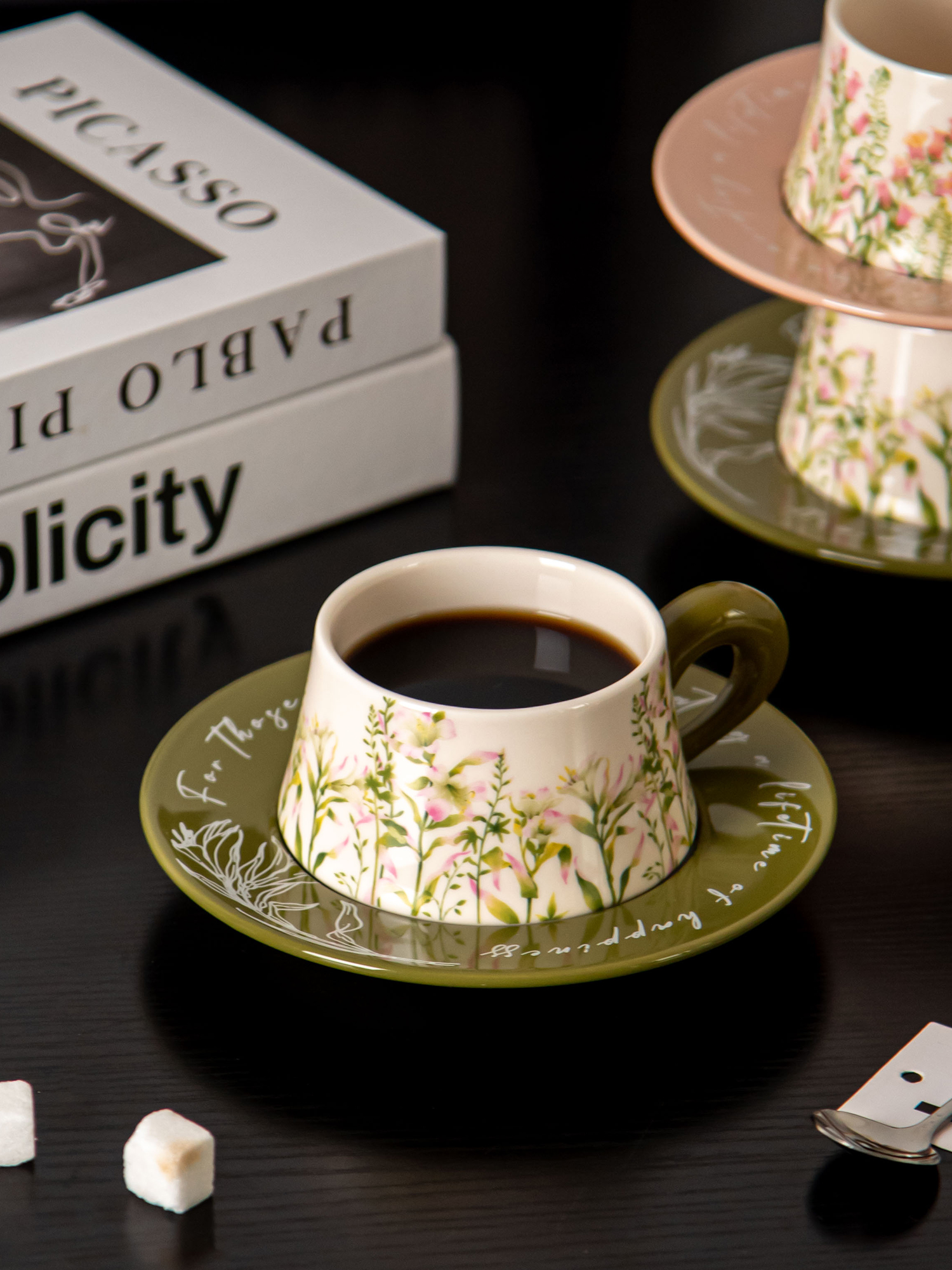 Lily Wind Bell Floral Cups And Saucers Set Perfect Gift For Business Occasions