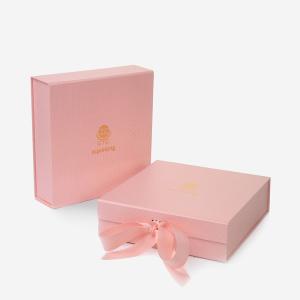 Quality Pink Magnetic C1S C2S Foldable Packaging Box With Ribbon Closure wholesale