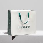 Ribbon Accessories Custom Logo Paper Handbag for Retail Shopping Gift Packaging