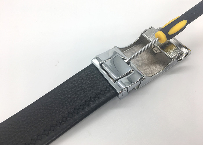 Black 140cm Mens Genuine Leather Belt With Alloy Buckle