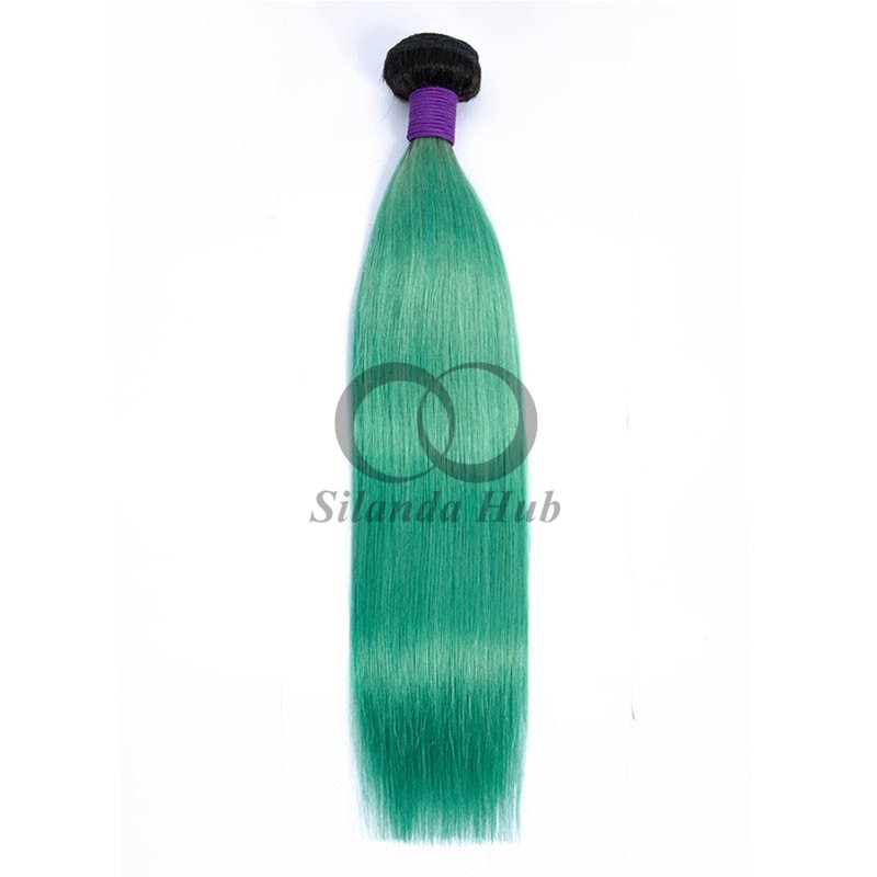 #T1B/Green Straight Remy Human Hair Bundles Sew In Weave Bundles Brazilian Bundle Deals