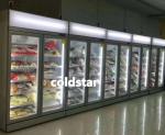 Supermarket Showcase Vertical Refrigerated Commercial Fridge Glass Door Showcase