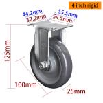 Zinc Coating Light Duty Casters Grey 4 Inch Chair Casters 364P-76