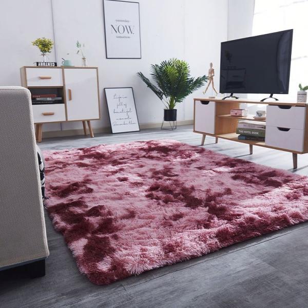 Pink Fluffy Bedroom Playroom Area Fur Rug Luxury Tie-dyed Living Room Center