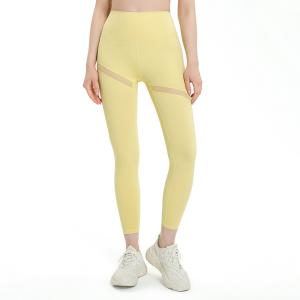 Quality Traceless Mesh Breathable Yoga Pants Capri Women High Waist Nude Sports Tights wholesale