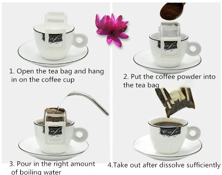 Customized logo and printing hanging ear drip coffee filter bag for coffee and tea