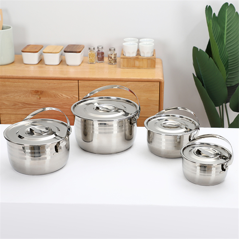 Home use 4pcs stock pot cooking cookware set with lid handle