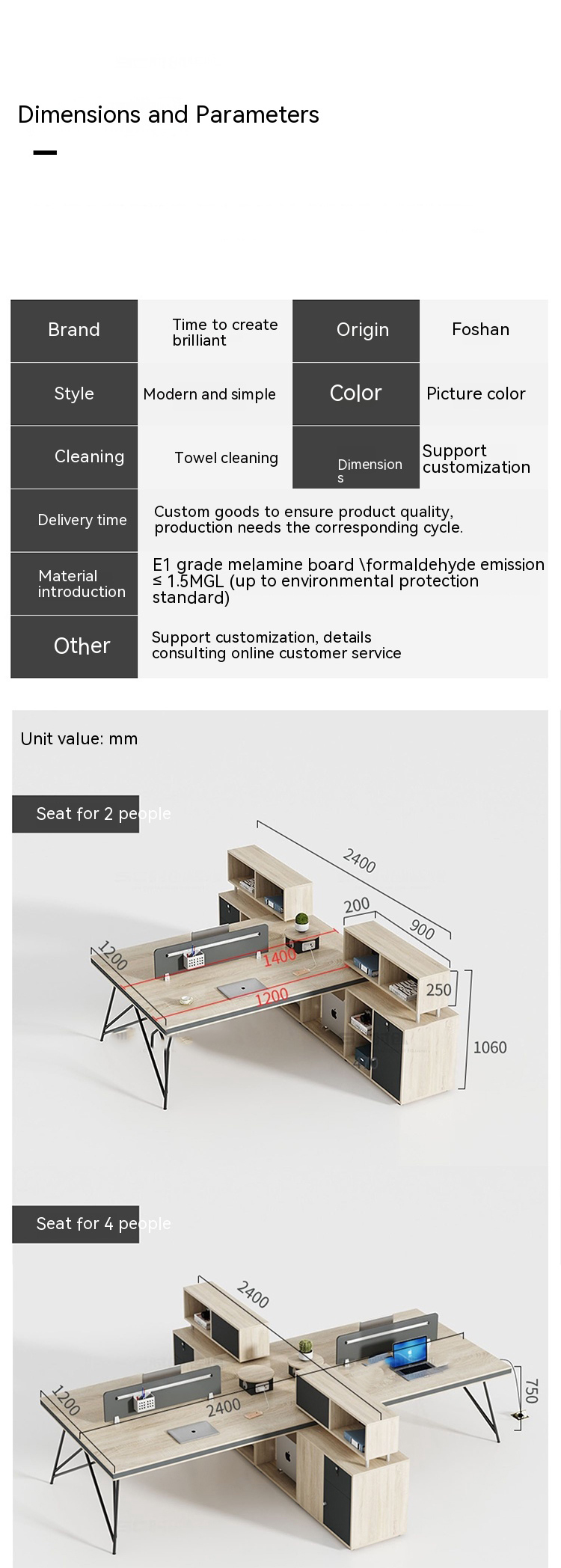 Commercial Furniture Modular Open Workstation Office Furniture with Mobile Bookcase