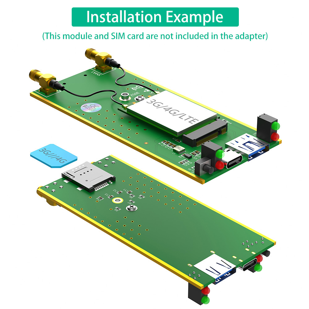 New Version NGFF(M.2) key B to USB 3.0 Adapter with card Slot and additional power for 3G/4G/5G Module
