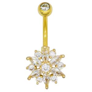 Quality Gold Body Piercings Jewellery Flower Dangle Belly Button Piercing 12mm wholesale