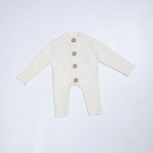 Quality Unisex Baby Knit Rompers Long Sleeve One Piece Button Down Sweater Jumpsuit Playsuit 100% Cotton Homewear Sleepwear wholesale