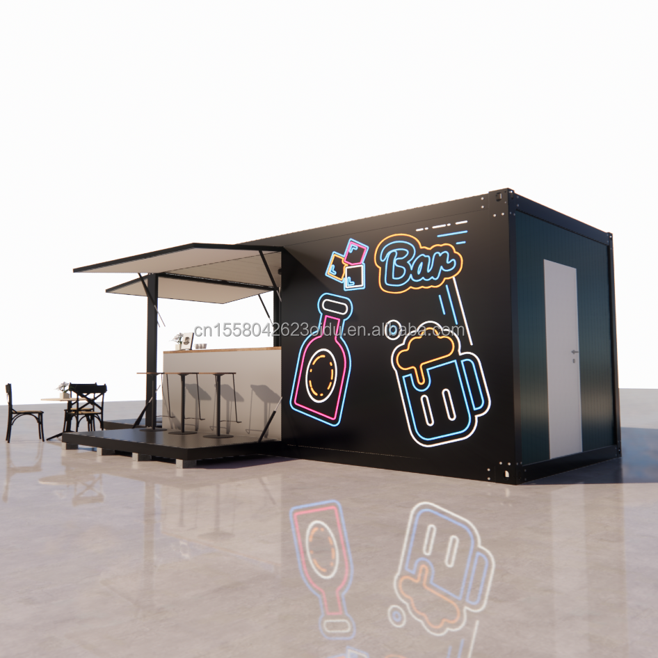 Container House Restaurant Shop Street Food Kiosk 20ft Mini Pop Up Shop Container with Aluminum Alloy Windows