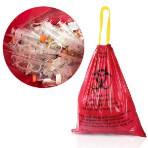 Quality Medical Infectious Biohazard Waste Bag Red Drawstring Disposable wholesale