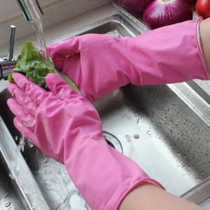 Quality Durable Flock Lined Rubber Gloves Comfortable Non Slip Design 35g-80g wholesale