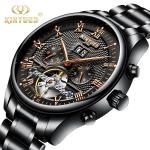 Fashion Stainless Steel Tourbillon Movement Mens Watch Waterproof KINYUED