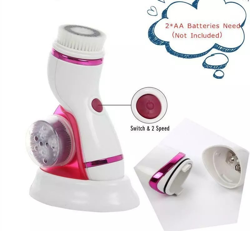 4 In 1 Facial Cleansing Brush Electric Sonic Vibration Face Scrubber Massage
