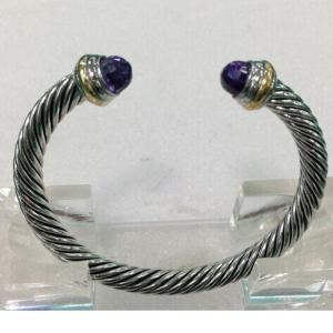 Quality (B-11) Wholesale Fashion jewelry Cable Classic Bracelet with Amethyst and Gold For Women wholesale