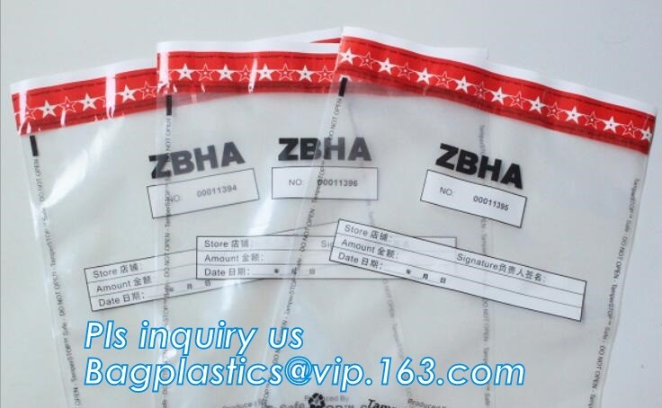 Opaque Tamper Evident Sealing Plastic Bank Money Steb Security Bag / Custom Self Adhesive Plastic Courier Bag, bagease