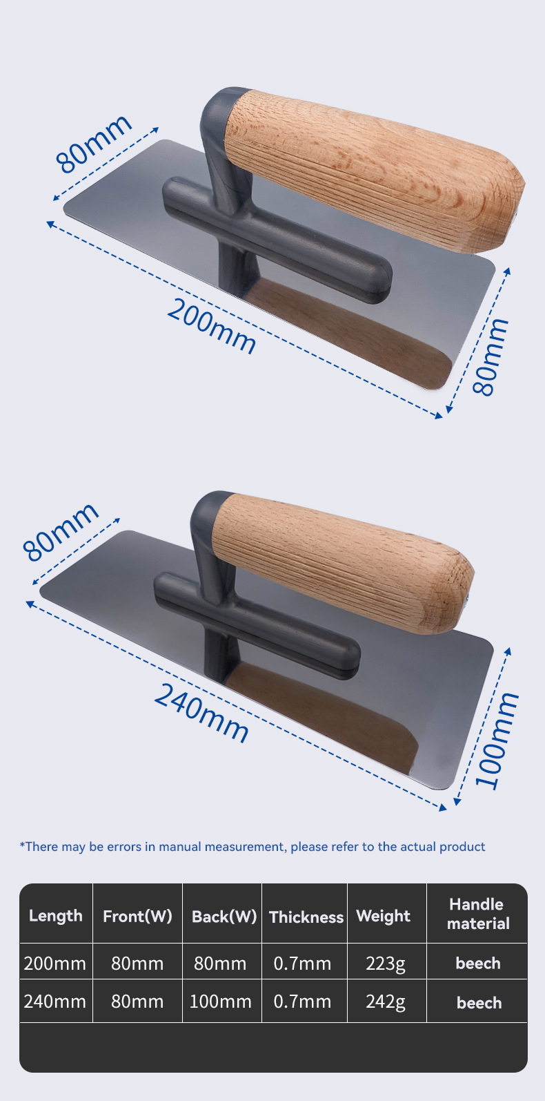 Stainless Steel Rubber Handle Trowel for Finishing Plaster Bricklaying Tasks and Jobs