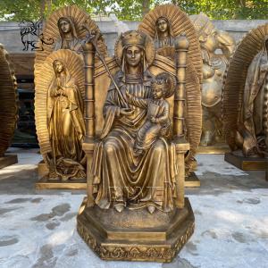 Quality Brass Mother Mary And Baby Jesus Statue Virgen Maria Bronze Sculpture Life Size Religious Christian Church wholesale