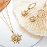Turquoise Stone 18k Gold Plated Jewelry Set Necklaces And Earrings For Women