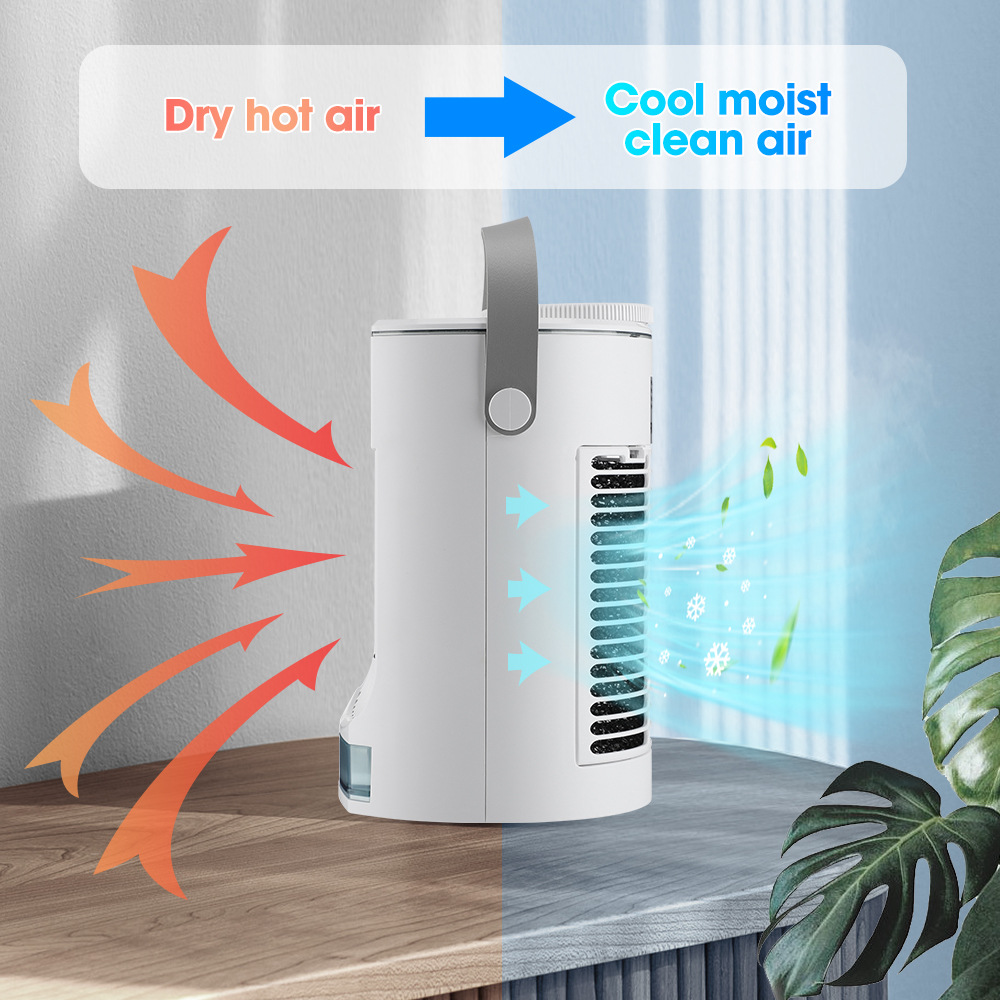 Foldable Mini Portable Air Conditioner with Spray Humidify and USB Water Cooling Fan