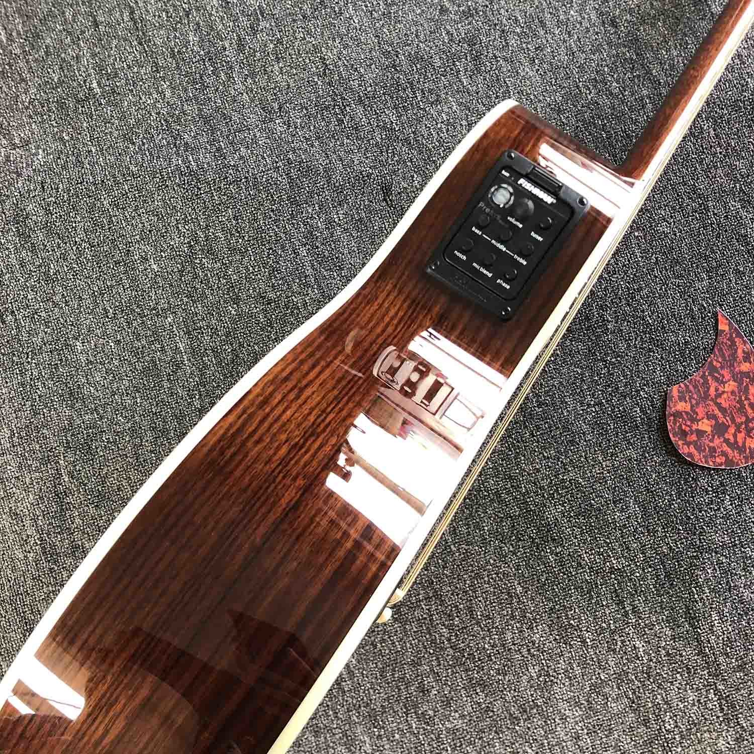 Custom Solid Spruce Top GOM28S Acoustic Electric Guitar 2020 New Yellow Color Rosewood Back and Side Acoustic Guitar EQ