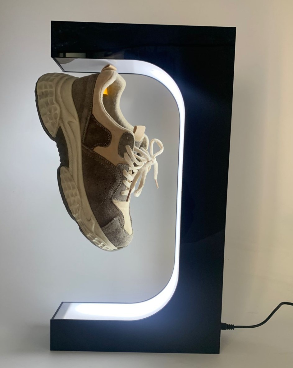 colorful led light magnetic levitation floating sneaker shoes display stand with remote controller