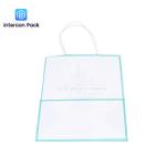 White Kraft Paper Handle Bags 0.22mm Thickness Rectangle Shape