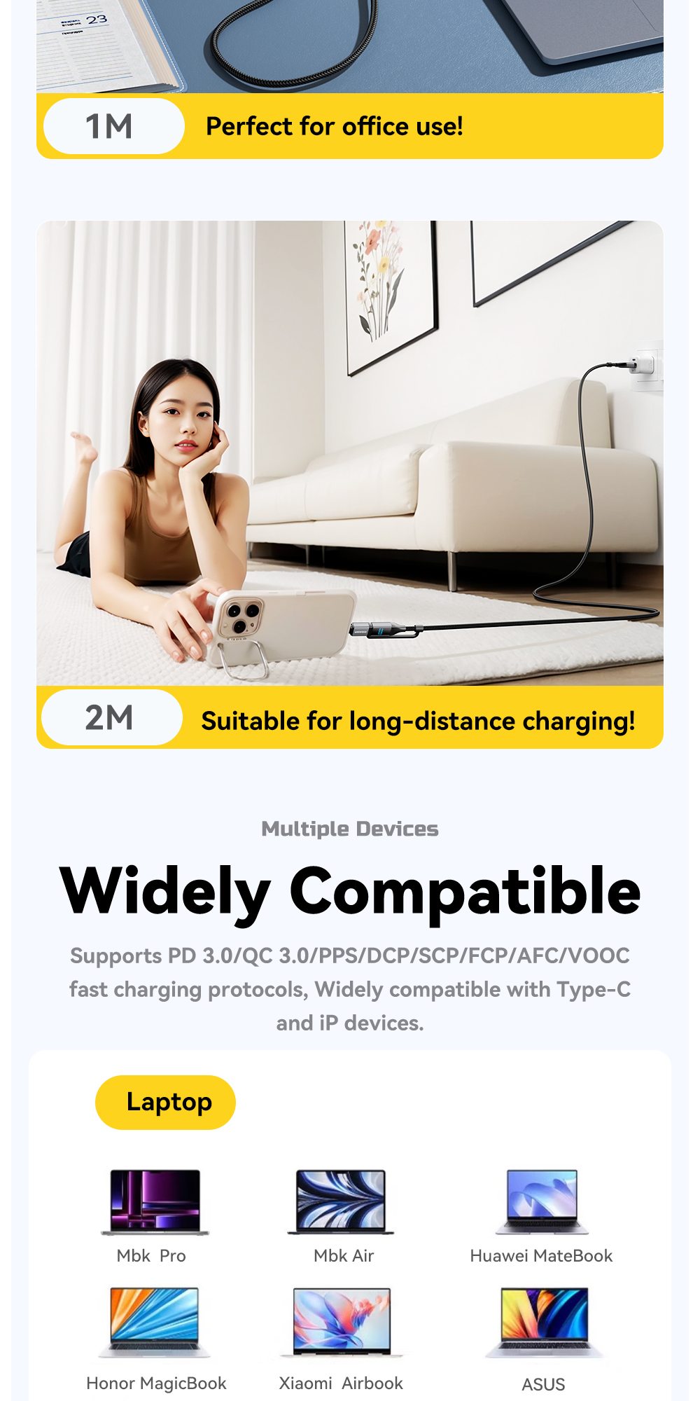 ESSAGER ES-X70 4 in 1 QC PD USB A/C to USB C/L Charging Data Cable