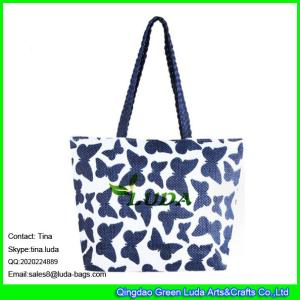 Quality LUDA women's paper straw butterfly printed shopper beach bag wholesale