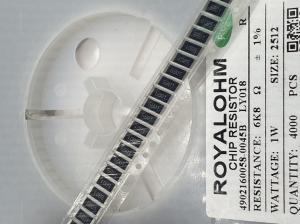 China 1% 1W 6k8 Ohm Resistor SMD 2512 Electronic Resistor RC2512FK-7W6K8L on sale