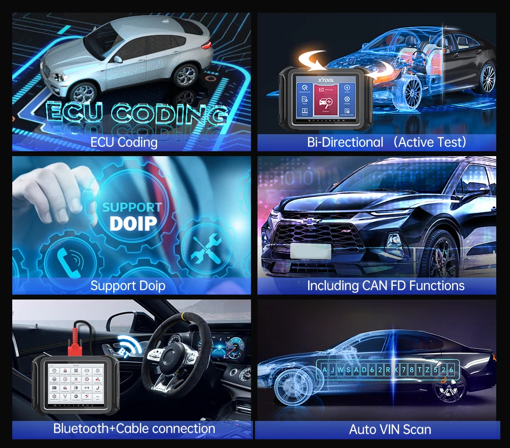 XTOOL D9 All System Diagnostic Scanner ECU Coding Active Test PMI Module Topology Map Support CAN FD DoIP 42+ Services