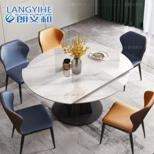 Quality Rock Slab Telescopic Minimalist Marble Dining Table Round Modern Italian Style wholesale