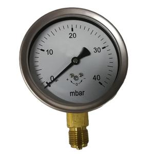 Quality 4in 100MM 40 Mbar Lower Mount Low Pressure Gauge With Valve 1/2 BSP wholesale