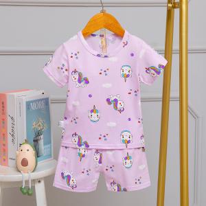 Quality Purple Children's Shorts And T Shirt Pajamas / Silk Nightwear Set fashion For Home wholesale