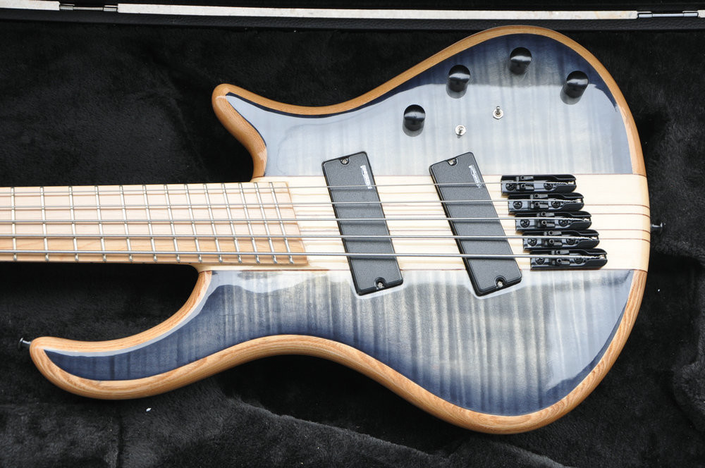 5 string custom bass guitar fanned frets electric bass guitar neck through body